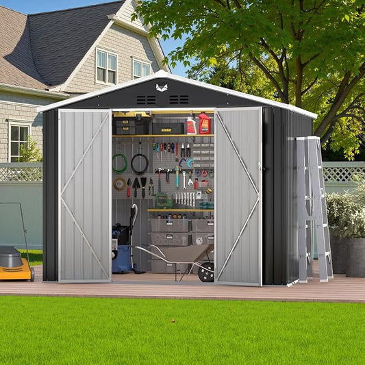 10x8 FT Outdoor Storage Shed, Metal Garden Shed by BENASS