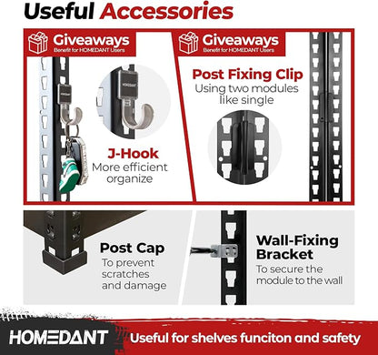 HOMEDANT 5-Tier Laminated Boltless Heavy Duty Metal Shelving Unit Adjustable - Image 6