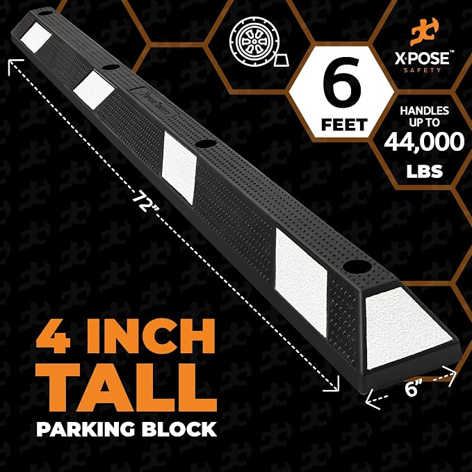 Xpose Safety 72" Heavy Duty Rubber Parking Stopper – Bulk 2 Full Pallets 100 - Image 3
