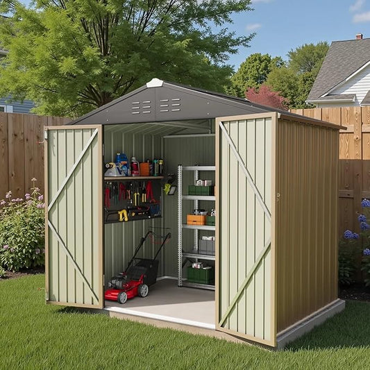 Greesum 8×6FT Outdoor Storage Shed, Metal Patio Storaged Sheds by BuynowfromGreesum