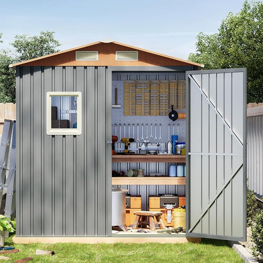 6x4FT Multi-used Shed & Outdoor Storage Shed, Steel Tool Shed by OutdoorFirePit