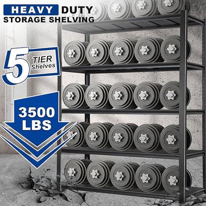 BILT HARD 3500 LBS 48" W x 24" D x 72" H Metal Garage Shelving Unit, 5-Tier - Image 2