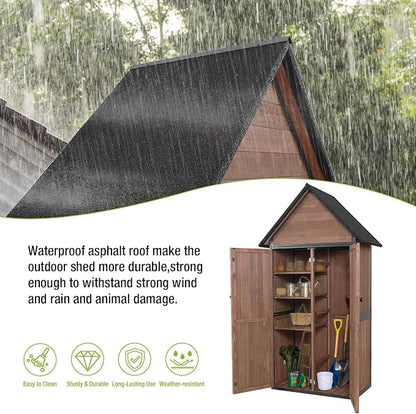 Outdoor Storage Shed Cabinet Strong Iron Frame Surrounding Garden Tool Storage - Image 4