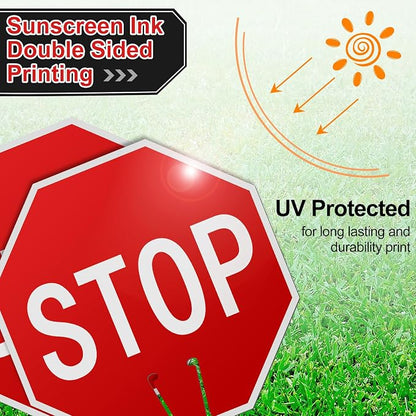Geetery 12 Pcs Stop Signs 12 x 12 Inches PVC Traffic Cones Top Warning Signs - Image 5