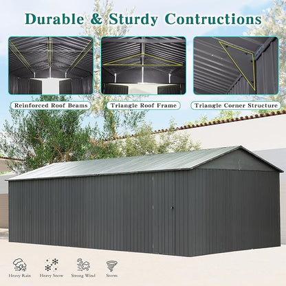 Domi 12x25FT Outdoor Metal Garage Shed, Extra Large Carport - Image 3