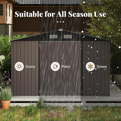 Goplus 10 x 14 FT Outdoor Storage Shed, Large Garden Tool House w/Improved - Image 4