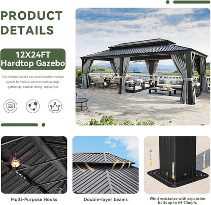 Aoxun 12' X 24' Hardtop Gazebo - Image 6