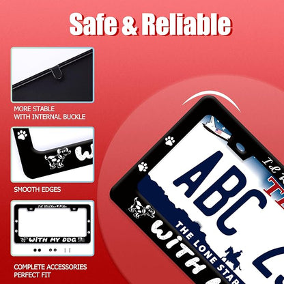 I'd Rather Be with My Dog License Plate Frame Pet License Plate Holder Funny - Image 2