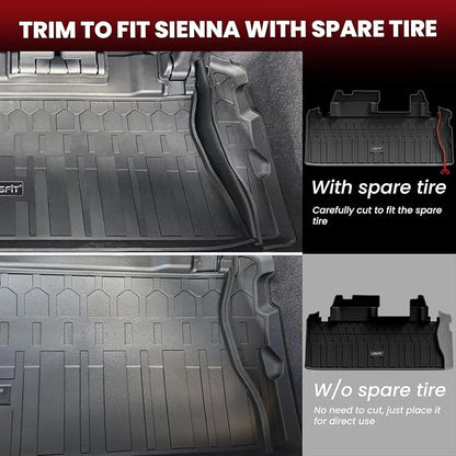 LASFIT Floor Mats&Trunk Mat for Toyota Sienna 8 Seats 2021-2024 2025 All - Image 7