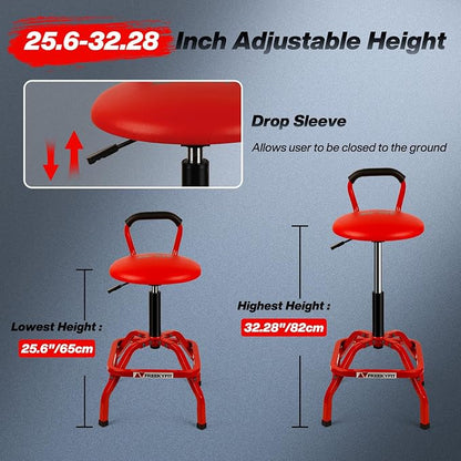 Garage Stool, Adjustable Height Swivel Work Mechanic Shop Stool - Image 3