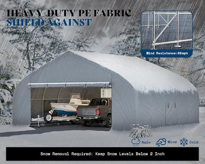 AMERLIFE 22.5 x 20FT Heavy Duty Double Carport, Galvanized Steel Frame Garage - Image 4