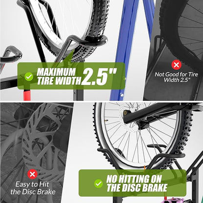 2 Bikes Floor Stand, Adjustable Bicycle Parking Rack - Image 4