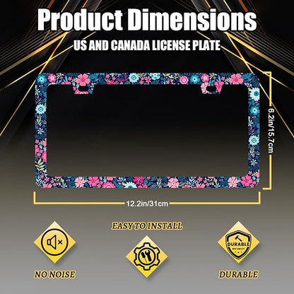 Colorful Flowers License Plate Frame Beautiful Floral Flower License Plate - Image 2