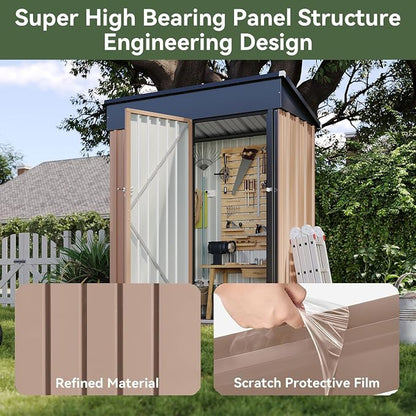 Aoxun 5x3 FT Shed Outdoor Waterproof Storage Shed Metal Garden Shed - Image 6