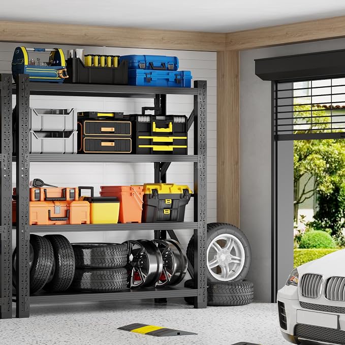 5000LBS Heavy Duty Garage Shelving 59" W Garage Storage Shelves 4-Tier Metal - Image 2
