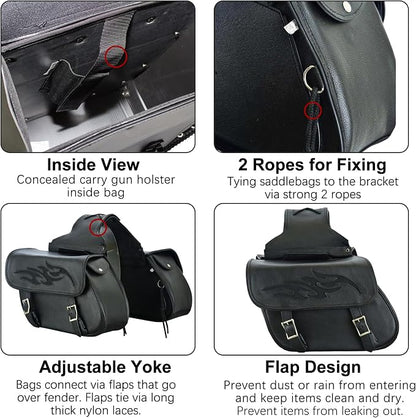 Dream Apparel Naked Cowhide Leather Motorcycle Saddle Bags Throw Over Saddlebags - Image 5