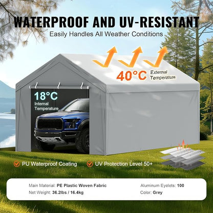 VEVOR Carport Replacement Canopy Cover Top + Side Wall 13 x 20 ft, Garage Tent - Image 3