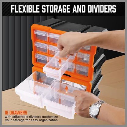 HORUSDY 16-Drawer Storage Cabinet, Wall Mountable Parts Organizer - Image 3