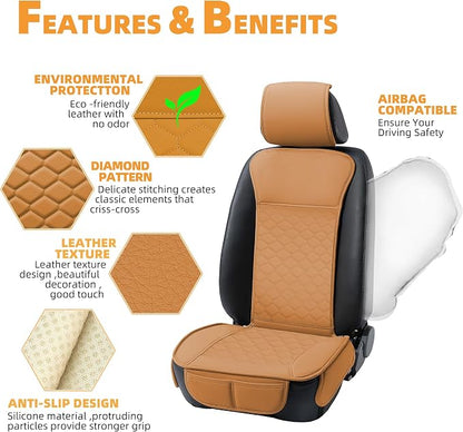 Elantrip 2PCs Front Car Seat Covers Leather Car Seat Protector Universal fit - Image 2