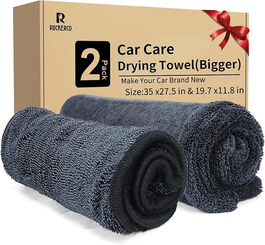 Microfiber Towels for Cars 2-Pack, 1300 GSM Ultra-Soft Microfiber, No Streaks by R+RUCKERCO