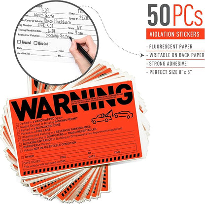 Easykart Labels 50 Parking Violation Notice Tow Stickers - Image 2