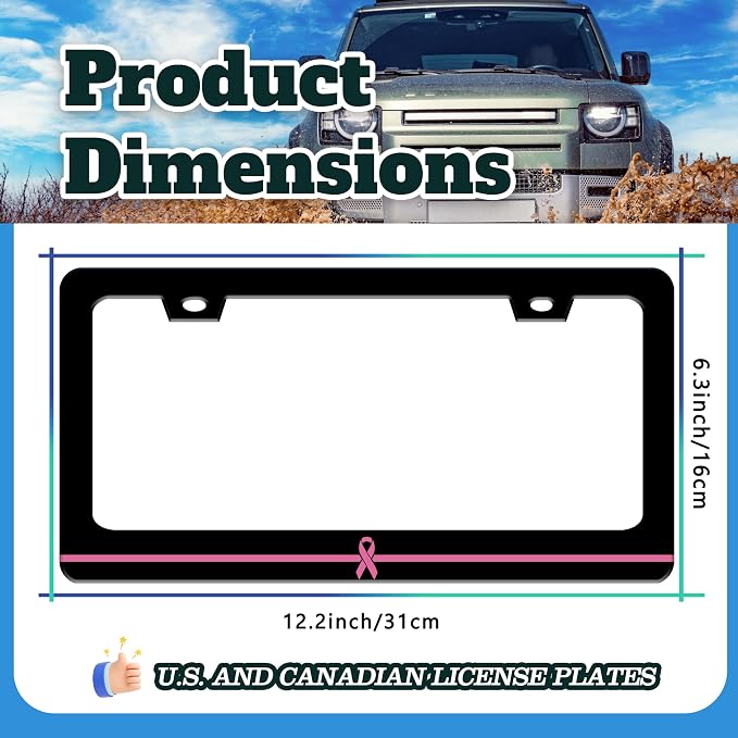 Breast Cancer Awareness License Plate Frame Pink Ribbon License Plate Holder - Image 3