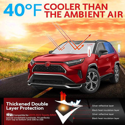 KAYZT Windshield Sun Shade for Toyota RAV4 2019-2025 RAV-4 Foldable Sunshade - Image 2