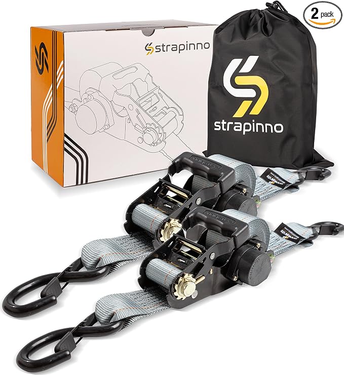 Strapinno Retractable Ratchet Tie-Down Straps, 000 lbs Breaking Strength- 2 in by Strapinno