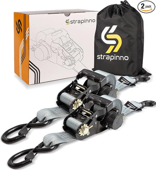 Strapinno Retractable Ratchet Tie-Down Straps, 000 lbs Breaking Strength- 2 in by Strapinno