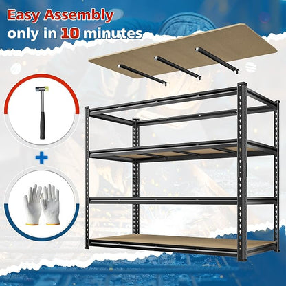 55" W Storage Shelves, 2040LBS Garage Shelving Heavy Duty, 4-Tier Heavy Duty - Image 7