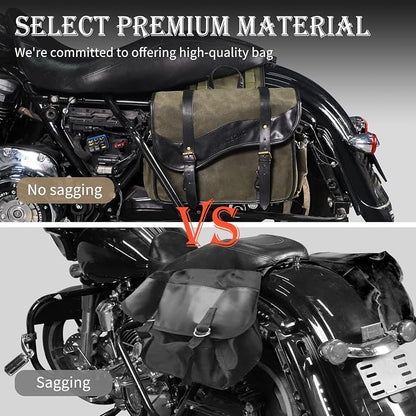 NICECNC Motorcycle Saddlebags Vintage Oil Waxed Canvas Leather, 30L Throw Over - Image 5