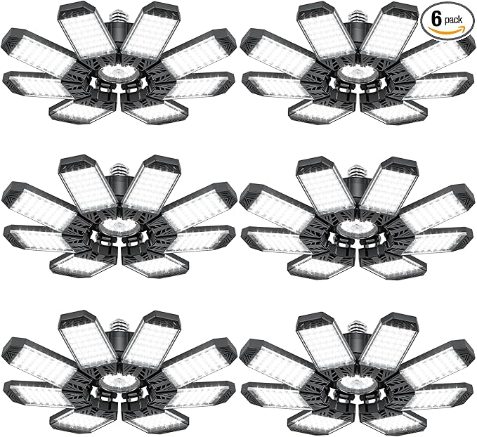 ISKYDRAW Garage Lights 6 Pack, 260W 26000LM Bright LED Garage Light by ISKYDRAW