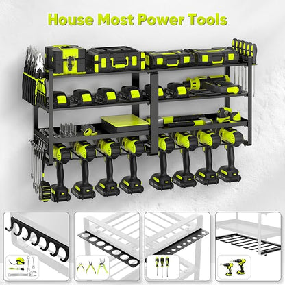 33" W Large Power Tool Organizer Wall Mount Loads 400 lbs, Heavy Duty 8 Drills - Image 3