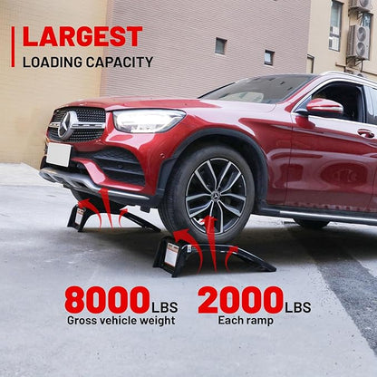 Rockland 4 Ton 8000 LBS Solid Steel Car Ramp Set, Heavy Duty Auto Truck Ramps - Image 2