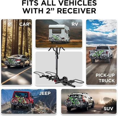 Young 200 lbs. Capacity Hitch Mounted 2-Bike Rack - Image 9