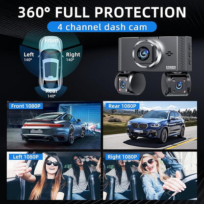 4 Channel Dash Cam Front and Rear, 360°Dash Camera - Image 3