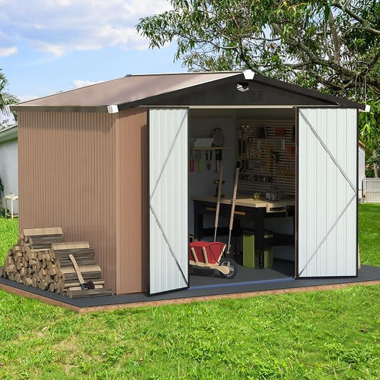 Metal Storage Shed, Outdoor Storage Building 10x8, Large Backyard Shed by Sannwsg