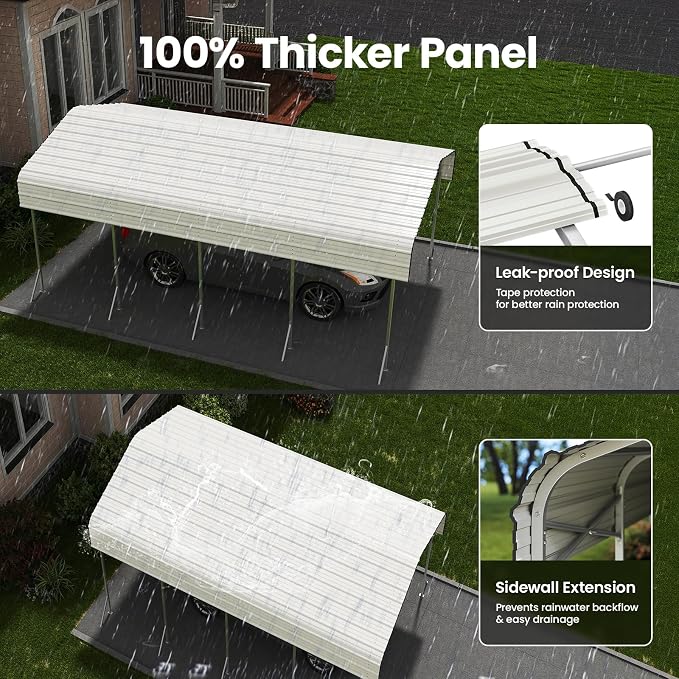 12x20' Heavy Duty Metal Carport – Sturdy Structure, All-Weather Protection - Image 4