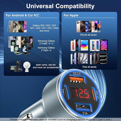 Car Phone Charger for iPhone 16 15, Besgoods USB C Car Charger Adapter 4 Ports - Image 7