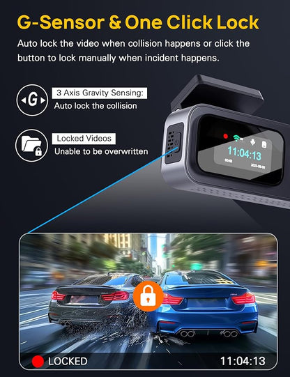 3 Channel 4K Dash Cam Front and Rear Inside, Built-in 5G WiFi, 4K+1080P+1080P - Image 5
