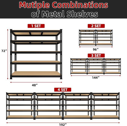 2 Packs 48" W x 24" D x 72" H Adjustable Garage Storage Shelves - Image 8