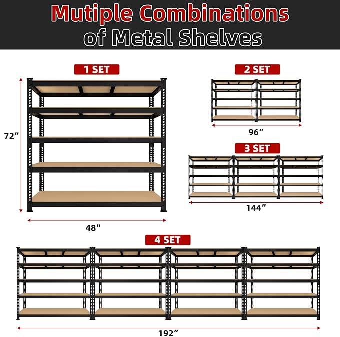 6 Packs 48" W x 24" D x 72" H Adjustable Garage Storage Shelves - Image 8
