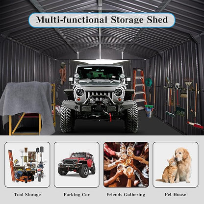 Domi 12x20FT Outdoor Garage Metal Shed, Extra Large Carport - Image 8