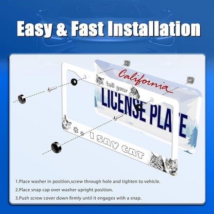 Cute Cats License Plate Frame Tell Your I Say Cat License Plate Stainless Steel - Image 3