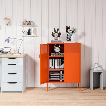 2 Mesh Door Metal Cabinet with Adjustable Shelves, Metal Storage Cabinet - Image 5