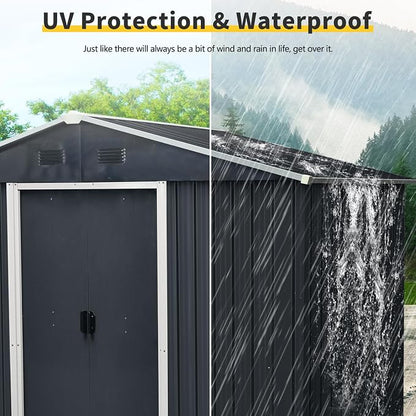 8x4 FT Outdoor Storage Shed, Metal Shed - Image 4
