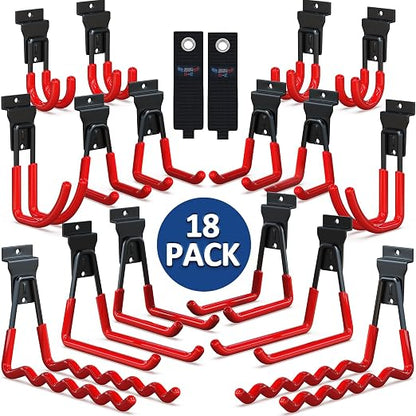 3-H Slatwall Accessories 18 Pack, Slatwall Hooks & Hangers Multi Sizes by 3-H