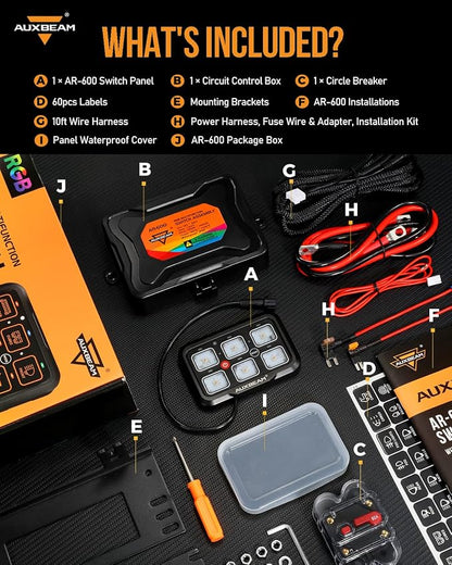 Auxbeam 6 Gang Switch Panel Bluetooth RGB AR-600 - Image 8