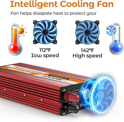 1000W Power Inverter, DC 12V to 110V AC Car Inverter - Image 6