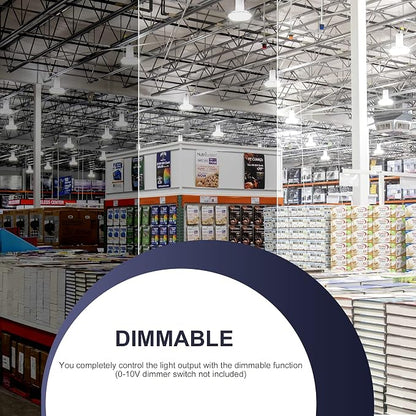 150W UFO-LED-High-Bay-Light, UL & DLC Listed 5000K Daylight 21000LM, 0-10V - Image 4